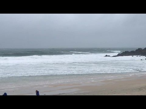 A windy winter’s day on Porthmeor Beach in St. Ives.